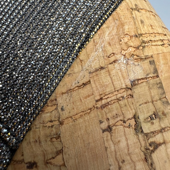 Stuart Weitzman Lineone Pyrite Nocturn Wedge Sandal Dark Silver Glitter Sparkle - Picture 6 of 16